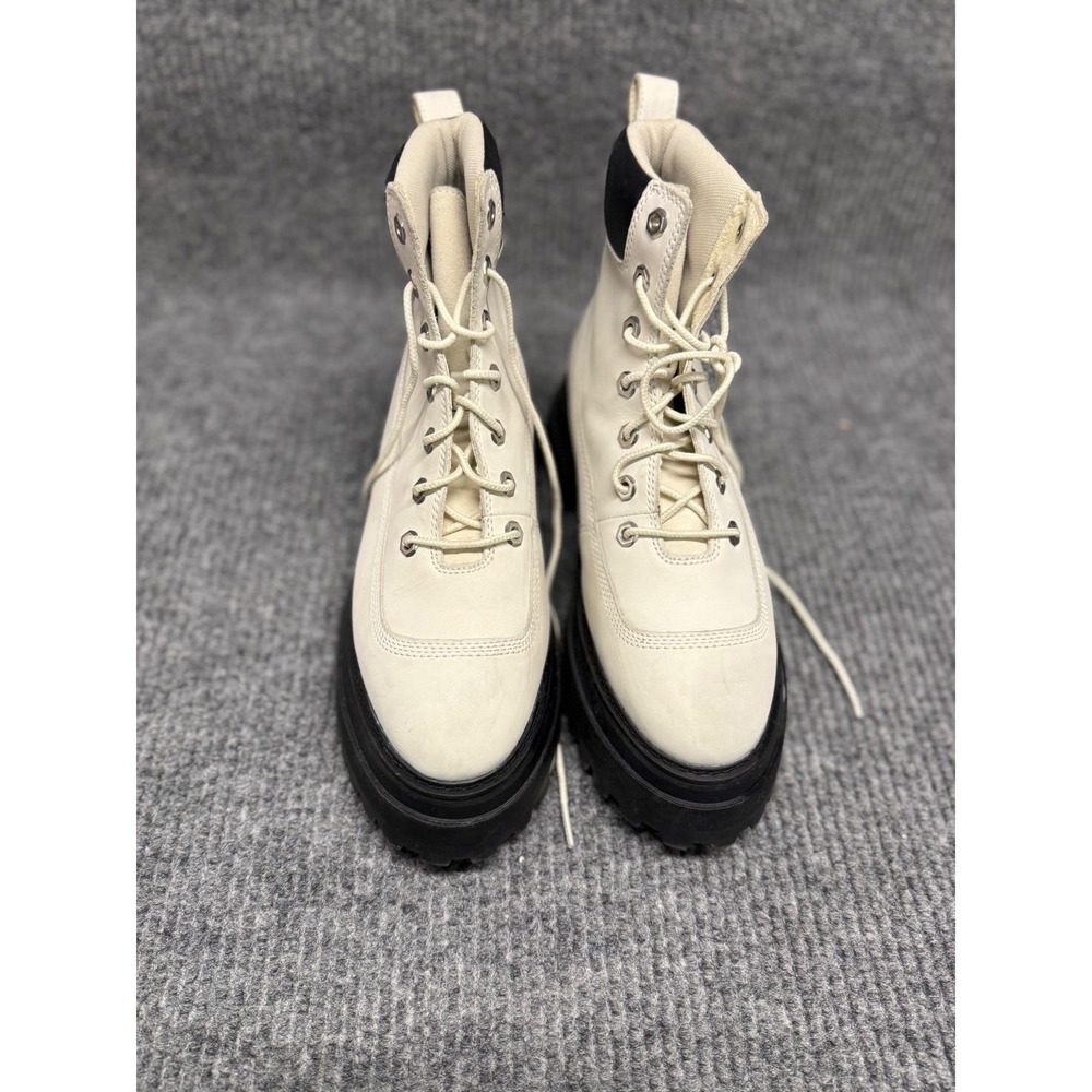 Timberland Sky 6 Inch Lace Up Platform Boots Bone Off White Leather‎